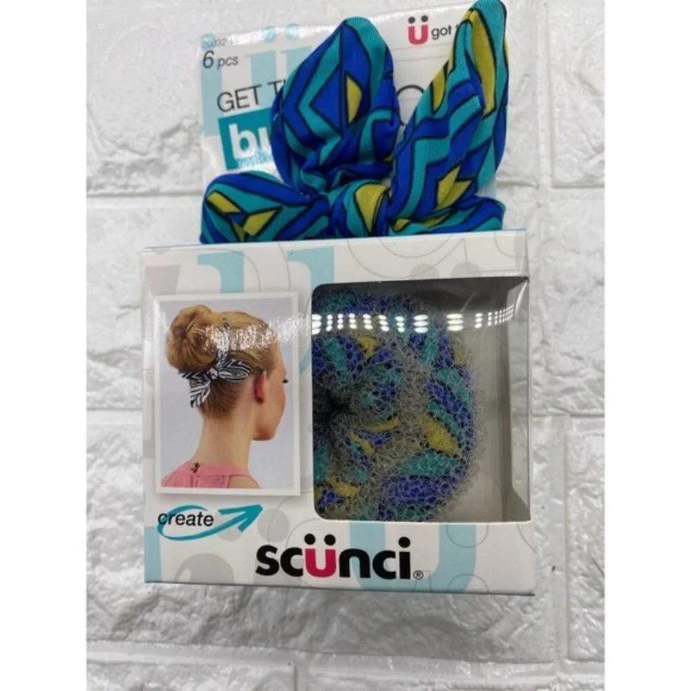 Scunci Hair Bun Maker Accessory 6 pc Kit -Women’s -Girls -Donut Ring Shaper + Bo